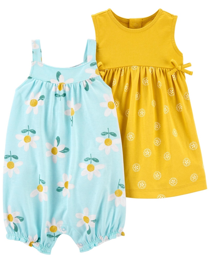 Set Body Vestido y Panty Flores - 3 Piezas