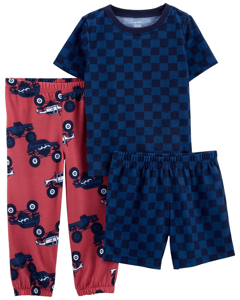 Set Franela Pantalón y Short Cuadros Truck - 3 Piezas