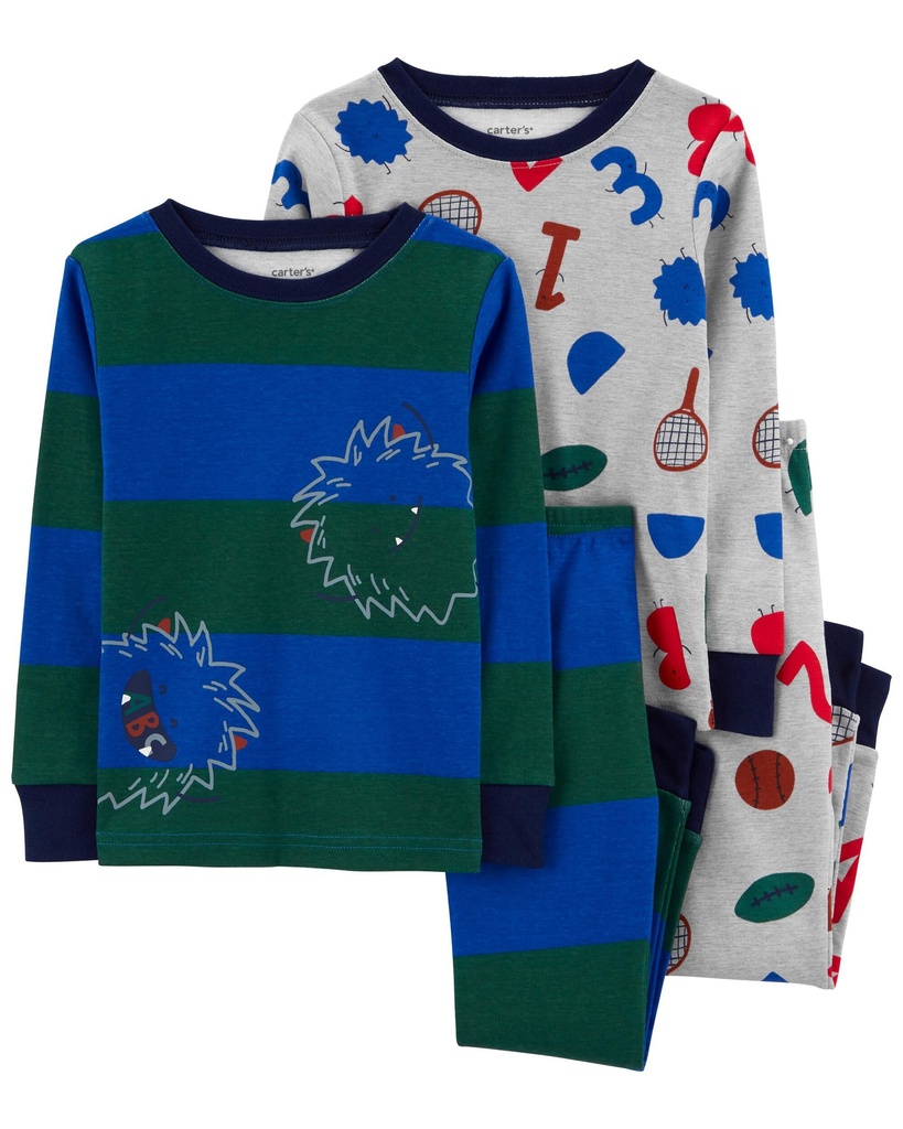 Set Pijamas Franela y Pantalón Monster - 4 Piezas