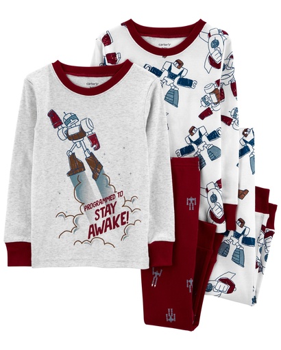 [1O571610] Set Pijamas Franela y Pantalón Robot - 4 Piezas