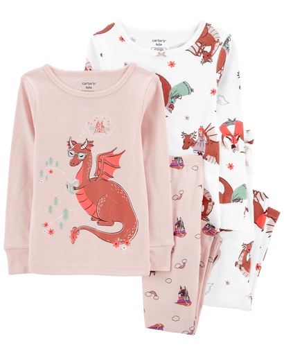 Set Pijamas Franela y Pantalón Dragones - 4 Piezas