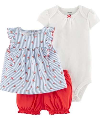 [1H355510] Set Body Camisa y Short Florecitas - 3 Piezas