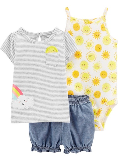 [1H763510] Set Body Camisa y Short Soles - 3 Piezas